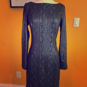 Cache Silver/Black Dress Sz 6